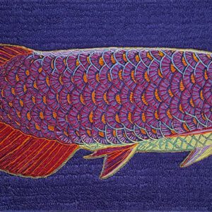 Colorful fish illustration on blue background.