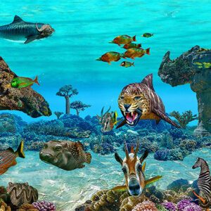 Underwater scene with animal-shaped coral formations.